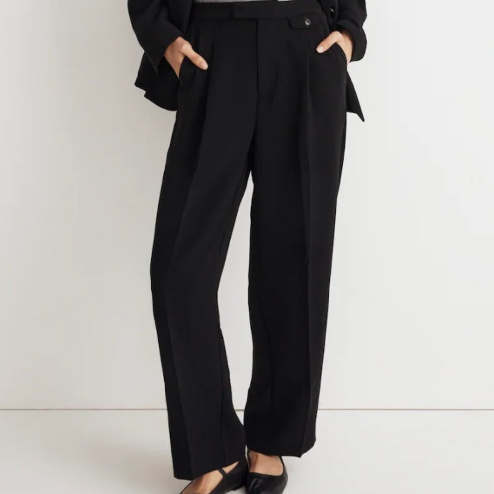 NWT Black Madewell Rosedale High-Rise Straight Pants in Crepe